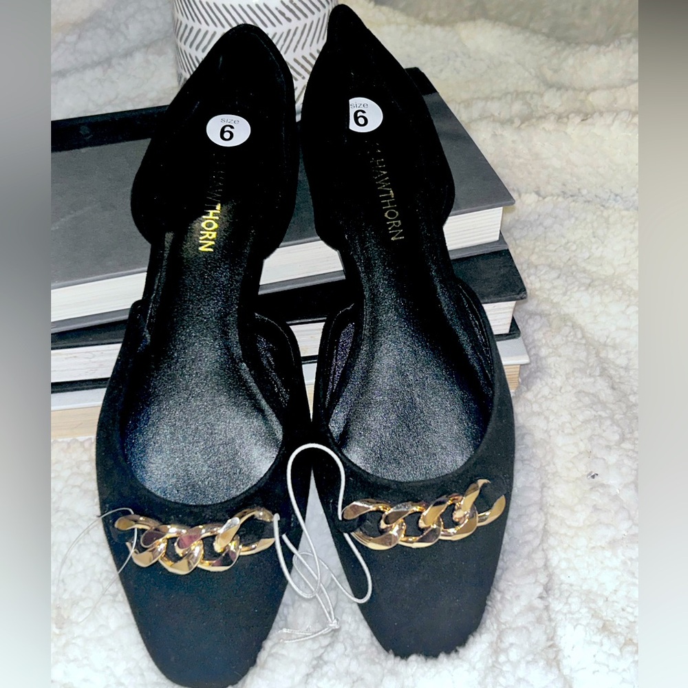 50%offw❤️ 41 Hawthorn Felda black ballet Flat gold chain new 6